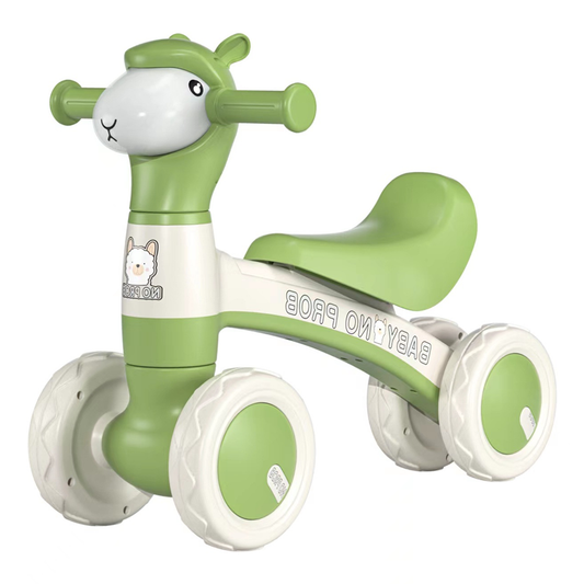 Bicicleta cu 4 Roti fara Pedale Oita Lodi1102, structura stabila, cap luminos, functie cu muzica, lansator de baloane incorporat,  80 x 58 x 51 cm, 1-3 ani, verde