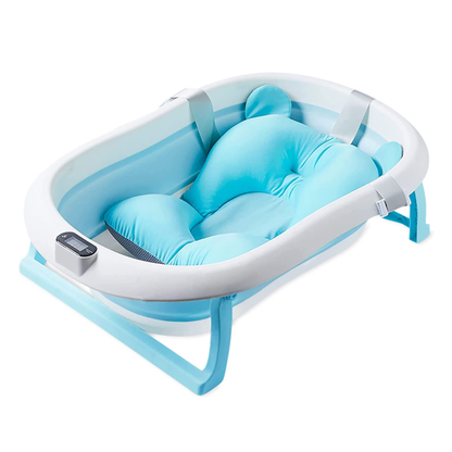 Cadita cu Pernuta pentru Bebelusi Lodi42, termometru digital incorporat, pliabila, dop de scurgere, picioare anti-alunecare, design ergonomic, 75 x 45 x 22 cm, albastru