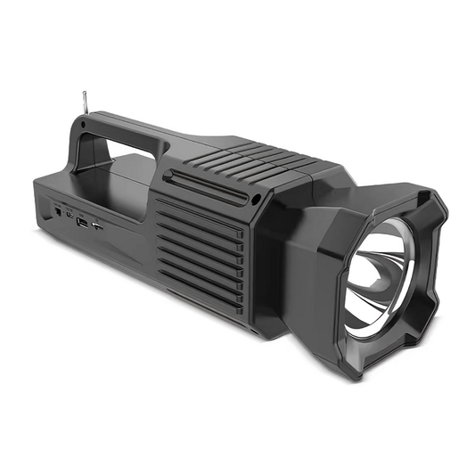 Radio Portabil cu Incarcare Solara Lodi1419, lanterna incorporata, panou solar rezistent, protectie waterproof Ipx5, 3 porturi de incarcare, conectivitate Bluetooth, speaker, 32 x 11 cm, negru