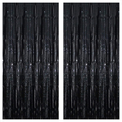 Set 2 bucati Perdea Decorativa Lodi325, din folie negru metalizat, pentru petreceri aniversare