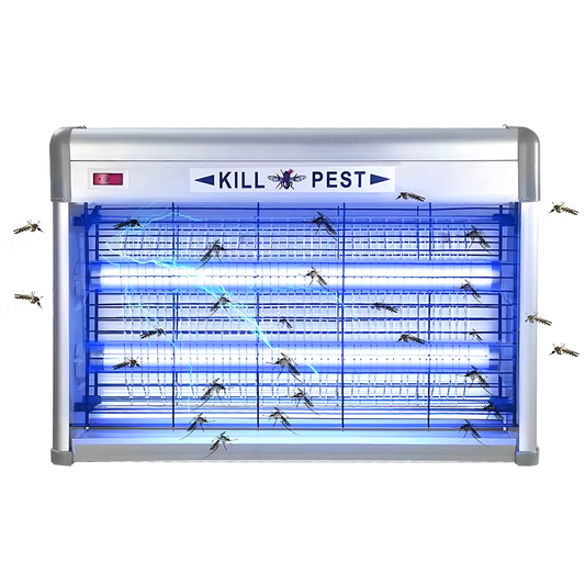 Aparat Electric Anti-Insecte Lodi1171, 16W, Insectocutor cu 2x tuburi ultraviolete, raza de actiune 200 m², unghi de propagare 360º, design modern, gri
