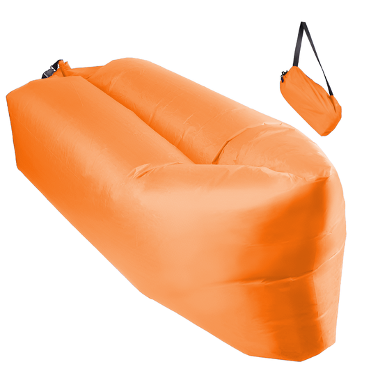 Saltea Gonflabila Tip Sezlong Lazybag Lodi1233, material rezistent, umflare fara pompa, pentru plaja/picnic/camping, rucsac de depozitare, 190 x 70 cm, portocaliu