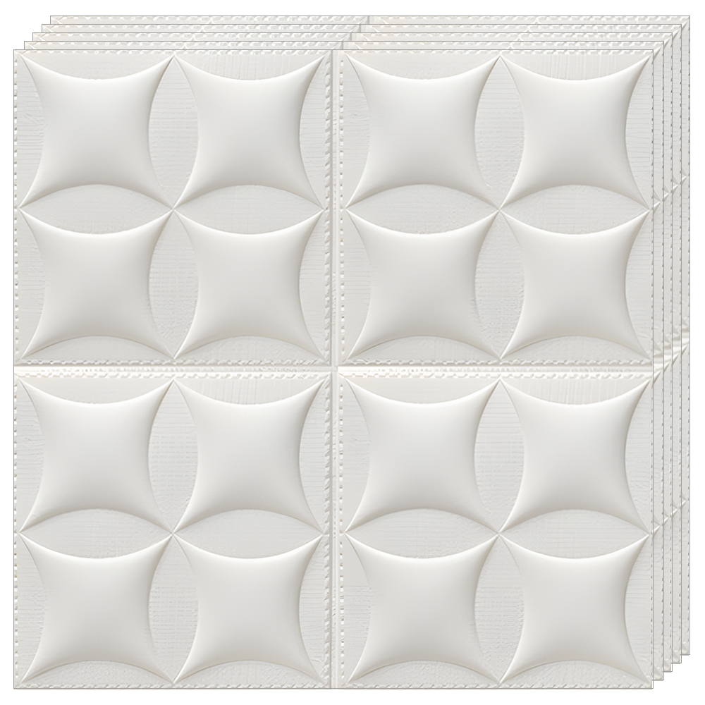 Set 10x Tapet 3D Lodi827, suprafata acoperire 4.9 mp, autoadeziv, Model Pernute, perete/tavan, waterproof, usor de montat, design modern, 70x77 cm, alb