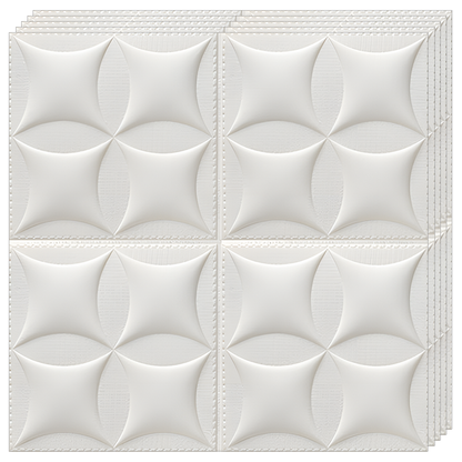 Set 10x Tapet 3D Lodi827, suprafata acoperire 4.9 mp, autoadeziv, Model Pernute, perete/tavan, waterproof, usor de montat, design modern, 70x77 cm, alb