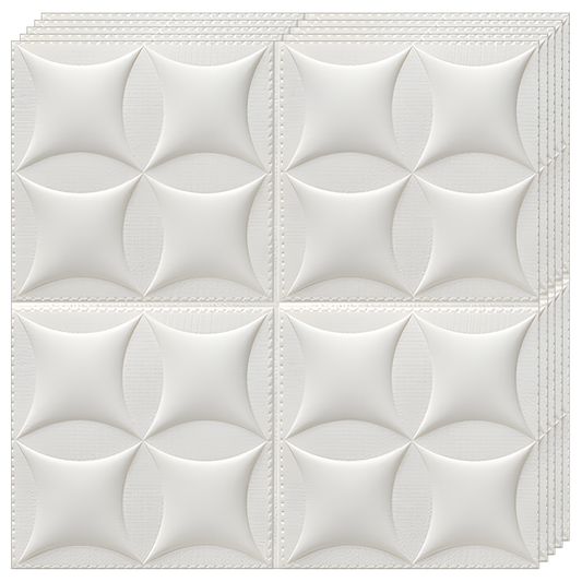 Set 10x Tapet 3D Lodi827, suprafata acoperire 4.9 mp, autoadeziv, Model Pernute, perete/tavan, waterproof, usor de montat, design modern, 70x77 cm, alb
