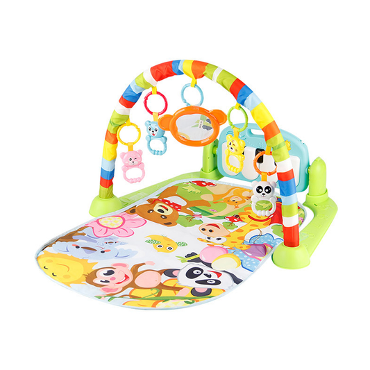 Centru de Activitati si Joaca Lodi415, saltea interactiva pentru copii  cu sunete, multifunctional, pian si oglinda detasabile, jucarii zornaitoare, 4 moduri interactive si educative, verde