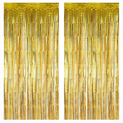 Set 2 Bucati Perdea Decorativa Lodi323, din folie auriu metalizat, pentru petreceri aniversare