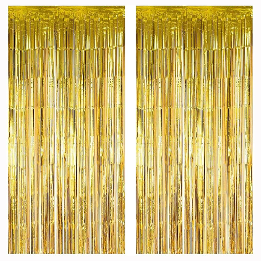 Set 2 Bucati Perdea Decorativa Lodi323, din folie auriu metalizat, pentru petreceri aniversare