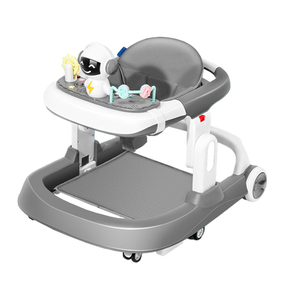 Premergator Multifunctional pentru Bebelusi Lodi516, tava cu 3 jucarii, muzica, reglabil, pliabil, greutate max 20kg, 6-36 luni, gri