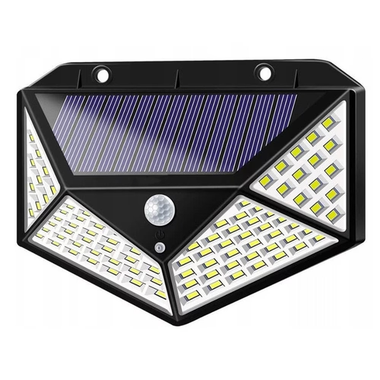 Lampa Solara 100 LED-uri Lodi63, senzor de miscare, 3 moduri de iluminare, protectie IP65, Waterproof, exterior, negru