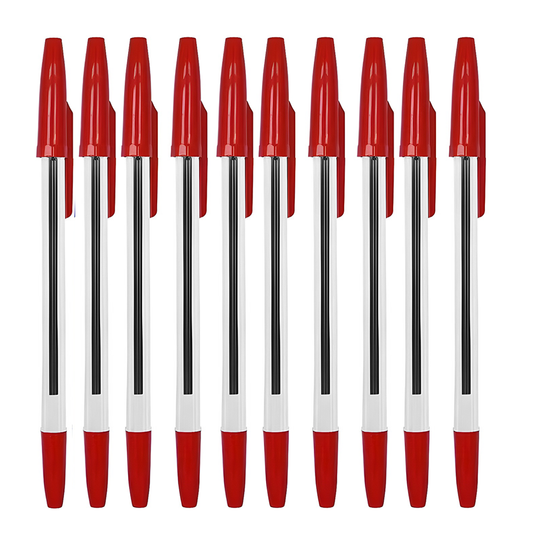 Set 50 de Pixuri Lodi1510, tip ballpoint, material rezistent, durabile, rezistente in timp, cap 0.7 mm, scriere neteda cu uscare rapida, cu capac, corp de plastic, rosu