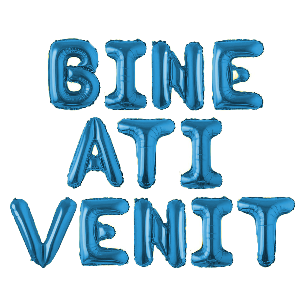 Set 12 Baloane Lodi1286, Litere, pentru Petreceri/Aniversari/Evenimente, o singura dimensiune, o culoare, metalizate, folie, model BINE ATI VENIT albastru, 45 cm