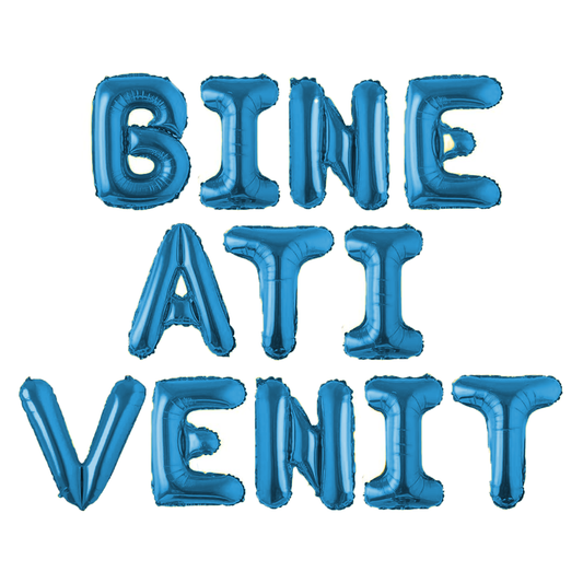 Set 12 Baloane Lodi1286, Litere, pentru Petreceri/Aniversari/Evenimente, o singura dimensiune, o culoare, metalizate, folie, model BINE ATI VENIT albastru, 45 cm