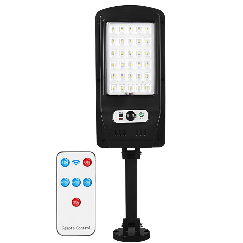 Lampa Solara Stradala 30 LED-uri Lodi878, control prin telecomanda, senzor de miscare, 3 moduri de iluminare, protectie IP65, Waterproof, exterior, negru