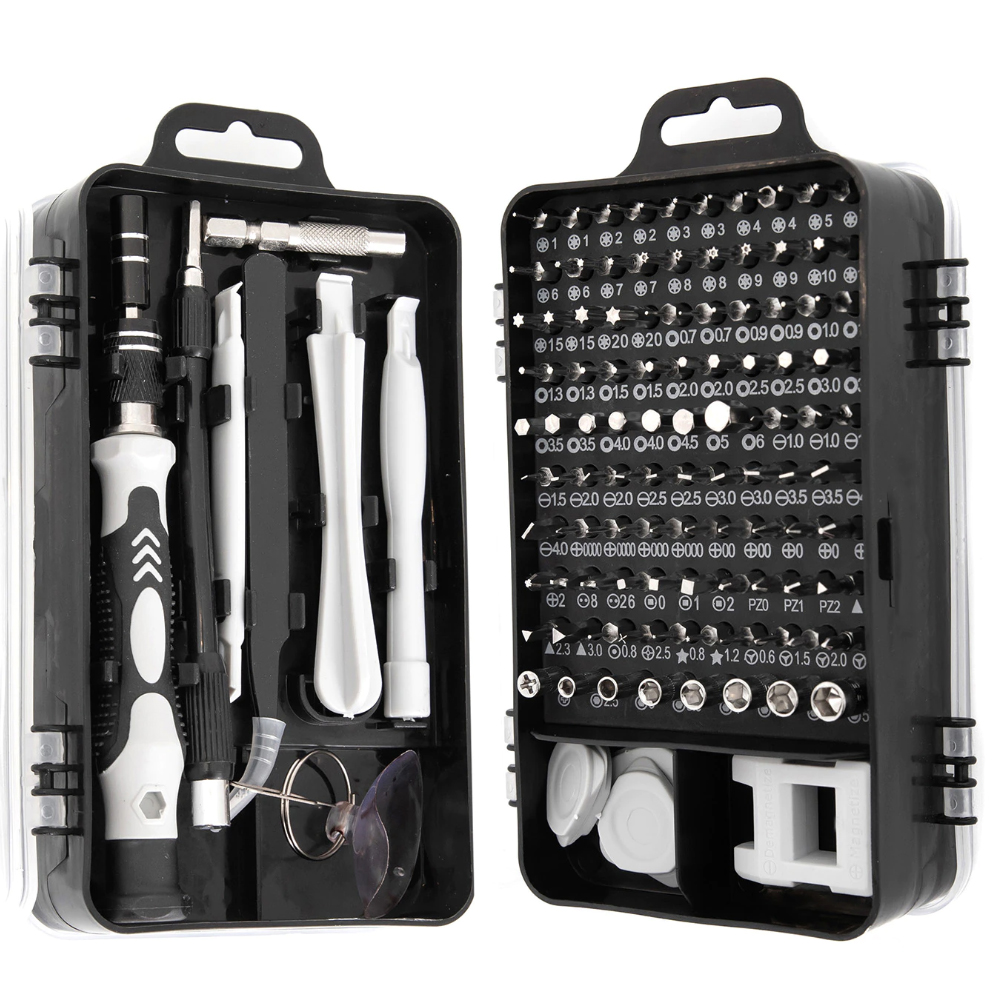 Set Trusa Surubelnite de Precizie 112 in 1 Lodi121,  pentru Macbook, iMac, iPhone, electronice, telefon, PC, otel S2, varf magnetic,  negru
