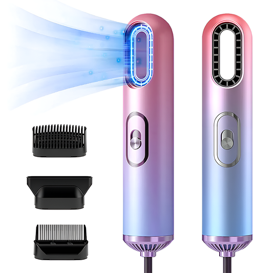 Uscator Profesional de Par 3 in 1 Lodi973, aparat multifunctional coafare si uscare, 3 accesorii incluse, 1200W, multicolor pastel