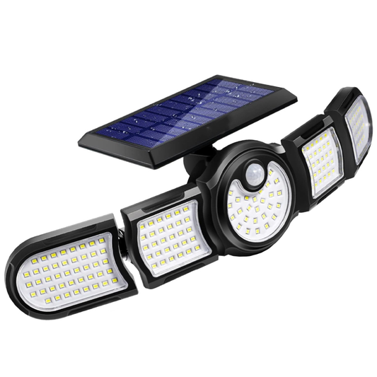 Lampa Solara 172 LED-uri Lodi265, 5 Capete, senzor de miscare, 3 moduri de iluminare, protectie IP65, Waterproof, exterior, negru