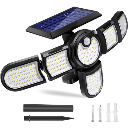 Lampa Solara 200 LED-uri Lodi266, 6 Capete, senzor de miscare, 3 moduri de iluminare, protectie IP65, Waterproof, exterior, negru