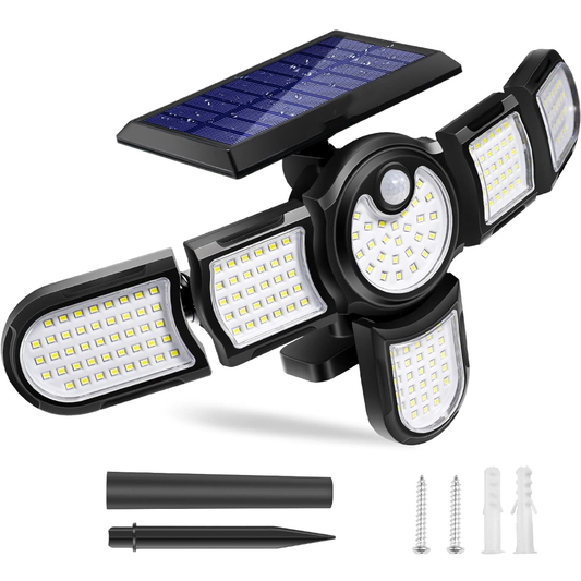Lampa Solara 200 LED-uri Lodi266, 6 Capete, senzor de miscare, 3 moduri de iluminare, protectie IP65, Waterproof, exterior, negru