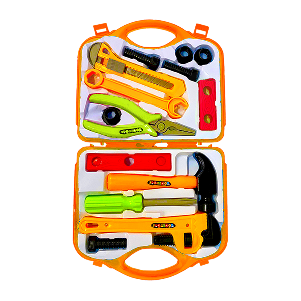 Set Trusa de Unelte si Scule Lodi476, jucarie de rol, 14 accesorii si cutie pentru depozitare. 37.5 x 21 cm, portocaliu