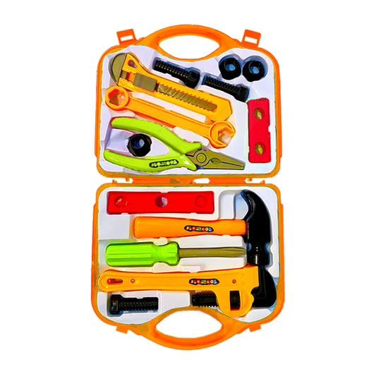 Set Trusa de Unelte si Scule Lodi476, jucarie de rol, 14 accesorii si cutie pentru depozitare. 37.5 x 21 cm, portocaliu