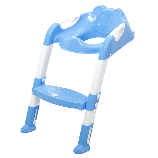 Reductor WC cu Scara Lodi974, antiderapant, pentru copii cu varsta pana la 7 ani, protectie impotriva stropilor, 1 treapta, reglabil pe inaltime, manere de sustinere, alb/albastru
