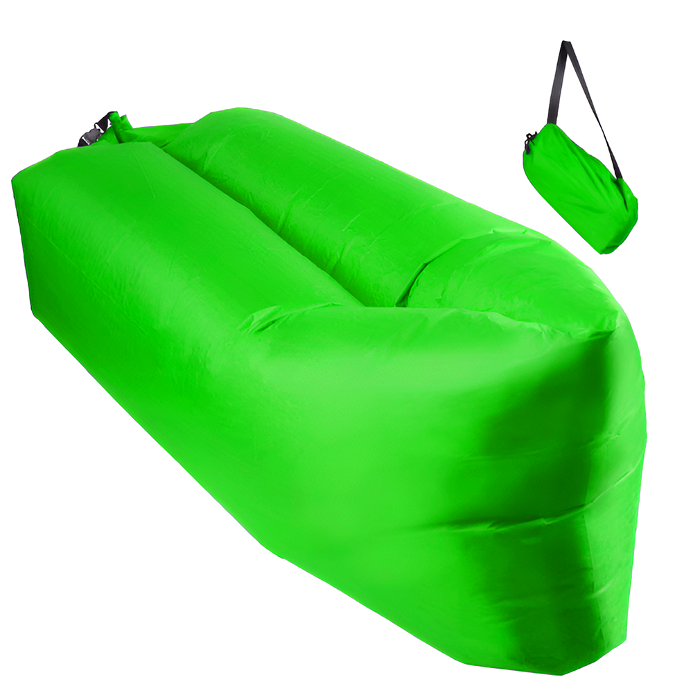 Saltea Gonflabila Tip Sezlong Lazybag Lodi1234, material rezistent, umflare fara pompa, pentru plaja/picnic/camping, rucsac de depozitare, 190 x 70 cm, verde