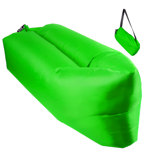Saltea Gonflabila Tip Sezlong Lazybag Lodi1234, material rezistent, umflare fara pompa, pentru plaja/picnic/camping, rucsac de depozitare, 190 x 70 cm, verde