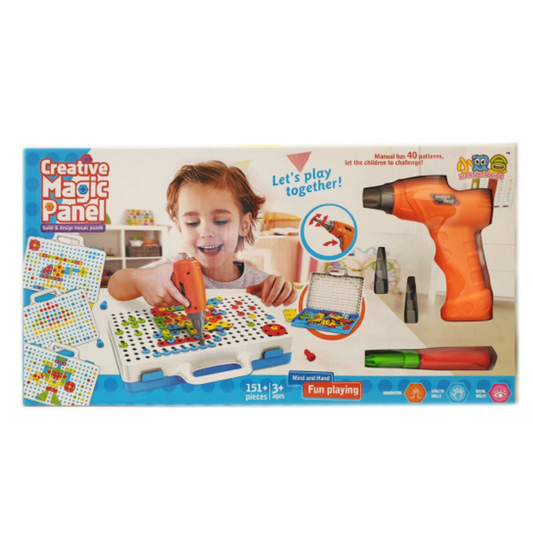 Jucarie Educativa si Interactiva 4in1 Lodi511, 151 piese, bormasina pentru inginerie, pentru fete si baieti, manual inclus, puzzle 3D/2D, dezvoltare STEM, montessori, multicolor
