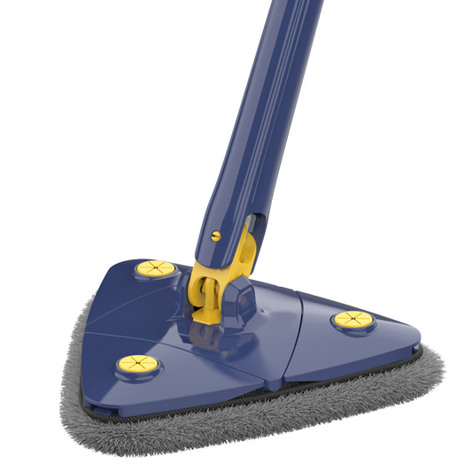 Mop cu Cap Triunghiular Lodi669, rotire 360 grade, telescopic, curatare usoara, 1 laveta inclusa, 127 cm, albastru/galben
