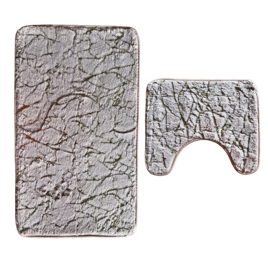 Set 2 Covorase de Baie Lodi435, anti-derapante, material moale, design modern, finisaj auriu, Model 5, 80x50 & 50x40cm, roz pudrat