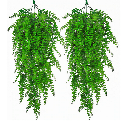 Set 2 Plante Artificiale Tip Iedera Lodi1128, ramuri agatatoare, aspect natural, rezistente la conditii meteo, frunze detasabile, interior/exterior, 85 cm, verde