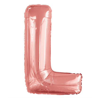 Balon in Forma de Litera L Lodi1472, metalizat, pentru Petreceri/Aniversari/Evenimente, rezistent, folie, rose gold, 40 cm