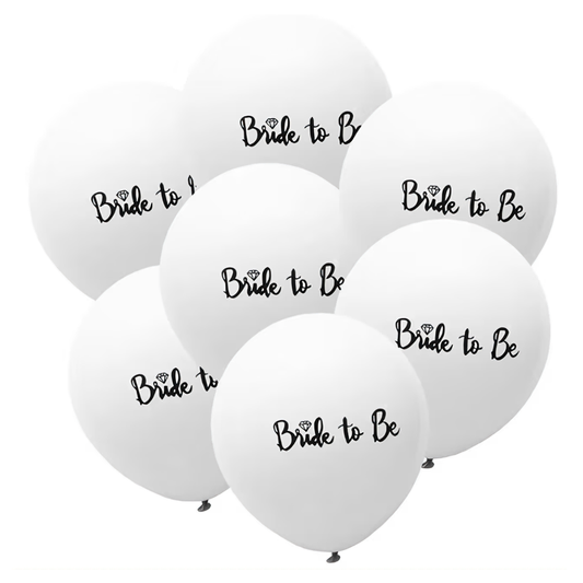 Set 6 Baloane Lodi1490, pentru Petreceri/Evenimente, rezistente, elastice, usor de umflat, model BRIDE TO BE, 30 cm, alb