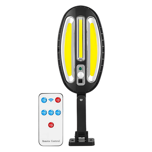 Lampa Solara Stradala 3 LED-uri Lodi885, rotunda, control prin telecomanda, senzor de miscare, 3 moduri de iluminare, protectie IP65, Waterproof, exterior, negru