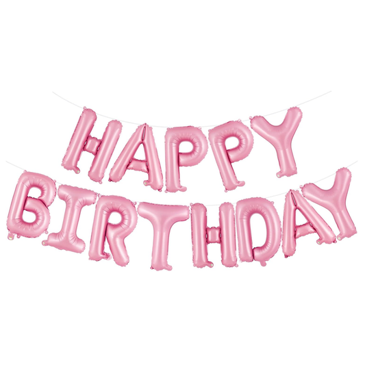 Set 13 Baloane Lodi716, Litere, pentru Petreceri/Aniversari/Evenimente, model HAPPY BIRTHDAY, rose