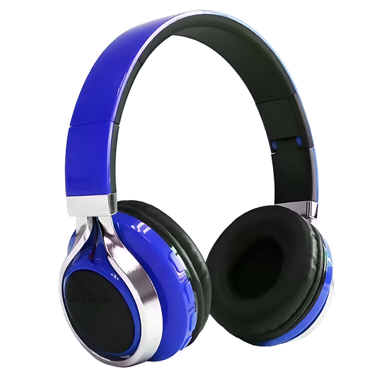 Casti Wireless Lodi963, overear, bluetooth 4.2, extra bass, blocare sunete externe, slot card TF, functii multiple, albastru