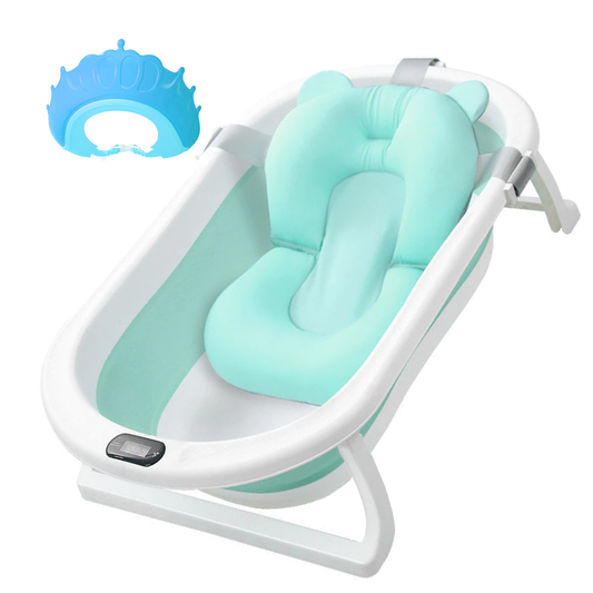 Cadita cu Pernuta pentru Bebelusi Lodi1314, casca de protectie inclusa, termometru digital incorporat, pliabila, dop de scurgere, picioare anti-alunecare, design ergonomic, 75 x 45 x 22 cm, verde