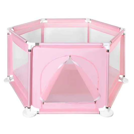 Tarc pentru Copii Lodi297, usa cu fermoar exterior, plasa, materiale calitative, usor de montat, dimensiuni 125x110x65, roz