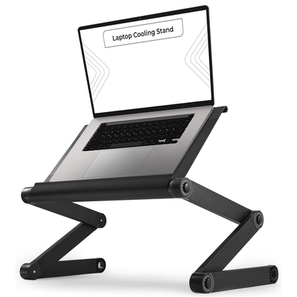 Masuta pentru Laptop 2 in 1 Lodi1451, reglabila pe inaltime, fante de aerisire, suport reglabl pentru mouse, multifunctionala, versatila, 42 x 26 cm, negru
