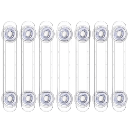 Set 7 x Siguranta Usi Copii Lodi1056, sistem de blocare usi/sertare/duapuri, ajustabile pe lungime, adeziv puternic, anti-deschidere accidentala, transparent