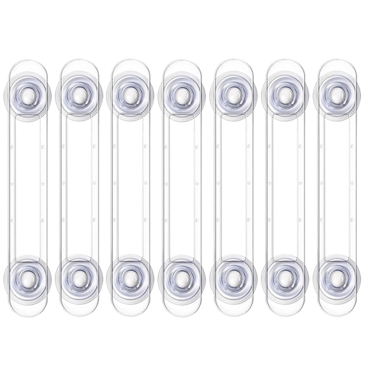 Set 7 x Siguranta Usi Copii Lodi1056, sistem de blocare usi/sertare/duapuri, ajustabile pe lungime, adeziv puternic, anti-deschidere accidentala, transparent
