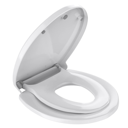 Capac WC cu Reductie 2 in 1 Lodi124, inchidere lenta duala, reductor cu prindere magnetica, adulti si copii, plastic durabil, alb