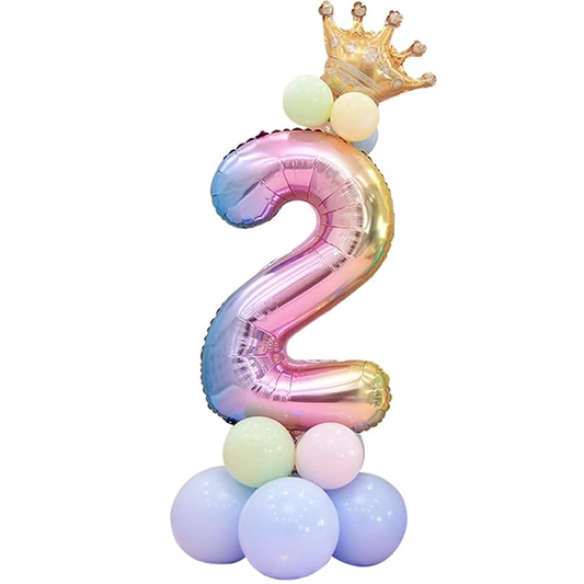 Set 14 Baloane CIfra 2 Lodi729, coroana, balon pastelat, pentru Petreceri/Aniversari/Evenimente, mai multe dimensiuni, latex, multicolor
