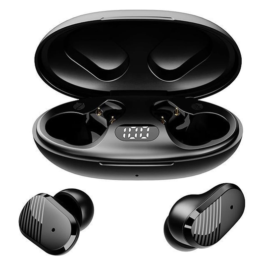Casti Wireless  Lodi985, TWS, Bluetooth 5.0, afisaj digital, carcasa magnetica, sunet stereo, compatibilitate univesala, design compact, autonomie 7 ore,negru