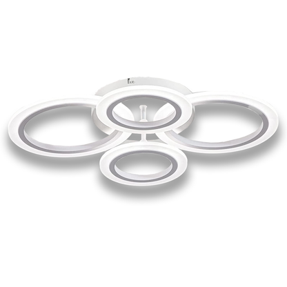 Lustra LED 4 Cercuri Lodi425,  dimabila cu telecomanda, 3 tipuri de lumina, intensitate ajustabila, lumina alba rece, neutra, alba cald, putere 110 W, 55 cm