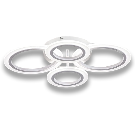 Lustra LED 4 Cercuri Lodi425,  dimabila cu telecomanda, 3 tipuri de lumina, intensitate ajustabila, lumina alba rece, neutra, alba cald, putere 110 W, 55 cm