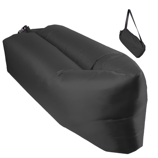 Saltea Gonflabila Tip Sezlong Lazybag Lodi1235, material rezistent, umflare fara pompa, pentru plaja/picnic/camping, rucsac de depozitare, 190 x 70 cm, negru