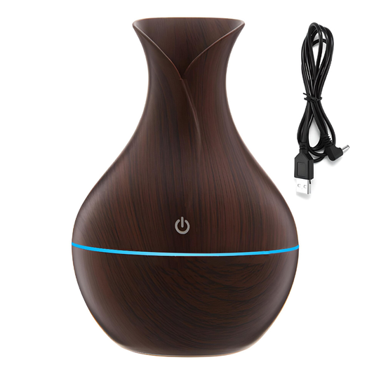 Difuzor Aromaterapie Lodi220, lumini ambientale, control tactil, capacitate 200ml, silentios, rezerva inclusa, alimentare USB, umidifica aerul, stejar inchis
