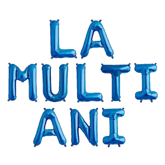 Set 10 Baloane Lodi1044, Litere, pentru Petreceri/Aniversari/Evenimente,, model LA MULTI ANI, albastru